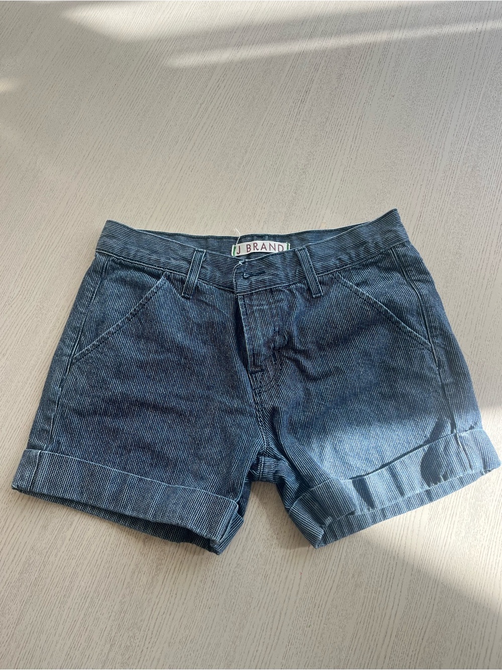 J Brand Dark Blue Rolled Cuff Denim Shorts